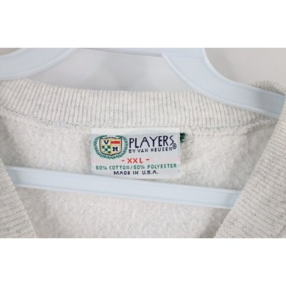 Vintage 90s Mens 2XL Christmas Seasons Greetings Santa Claus Sweatshirt USA Gray - Picture 4 of 7